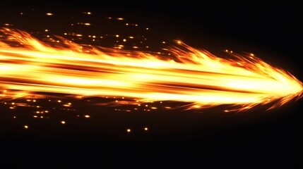 Canvas Print - Blazing orange fire streak brilliantly illuminates dark space dynamic energy. AI Generated