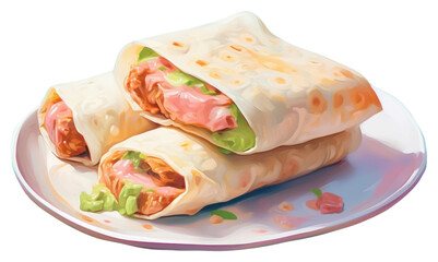 Sticker - PNG Burrito bread plate food.