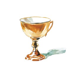 Watercolor Painting of a Golden Goblet