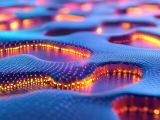 Aufkleber - Abstract background with glowing lights hexagon - ai