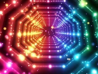 Aufkleber - Abstract background with glowing lights hexagon - ai