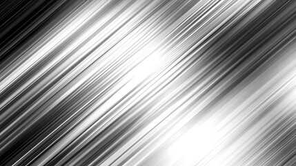 Poster - Abstract Diagonal Lines: Monochromatic Silver and Black Speed Lines Background