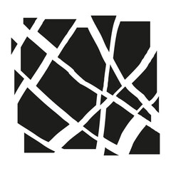 Wall Mural - Cracked grid tile. Geometric abstract lines. Irregular monochrome shapes. Minimalist bold vector.