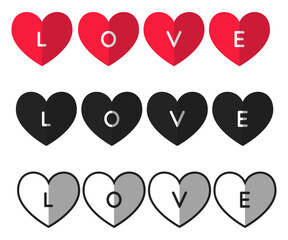 Wall Mural - Love text in heart shape icon isolated on white background.