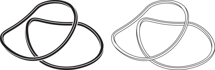 Wall Mural - outline silhouette rubber band icon set