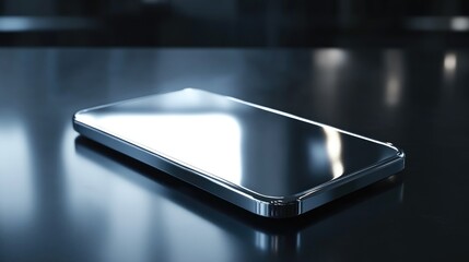 Poster - A 3D rendering of a sleek modern digital silver tech device, showcasing its polished surface and futuristic design.