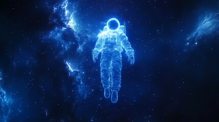 Wall Mural - A ghostly astronaut floating through the starry cosmos on halloween night sci fi photography concept with copy space for text. Spectral Astronauts. Illustration