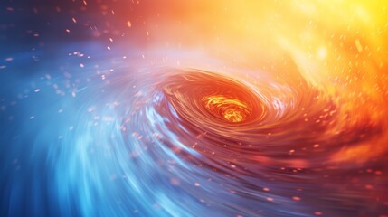 Fototapete - A stunning AI-generated image of a cosmic vortex blending fiery orange and cool blue hues, creating a swirling energy field in space. Ideal for sci-fi themes and fantasy concepts. AI generated.