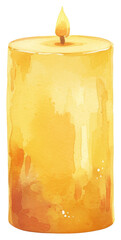 Wall Mural - png scented candle with light illustration watercolor art.