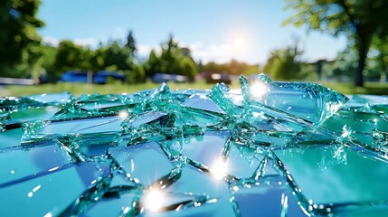 Sticker - Shattered Glass, Teal, Summer Background - Abstract backgrounds