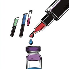 Poster - Dropper dispensing liquid into vial, lab experiment