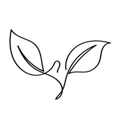 Wall Mural - Leaves hand drawn line art one continuous.Vector illustration