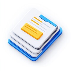 Aufkleber - 3D Document Icon with Highlight, Data, Report
