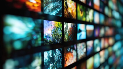 Poster - A digital screen with a continuous flow of images, capturing the essence of a digital slideshow or photo gallery.