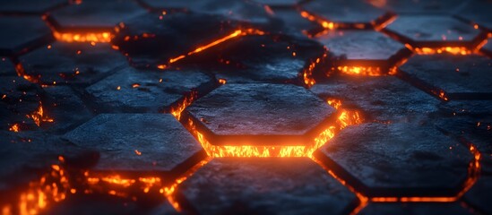 Poster - Molten Hexagon Tiles Background