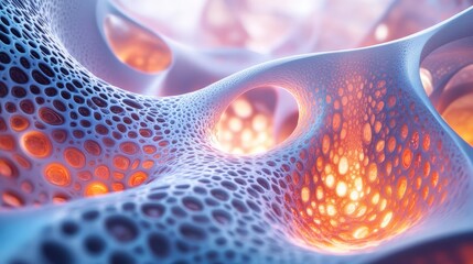 Poster - Close up of a cell membrane with intricate molecular structures and details in high resolution