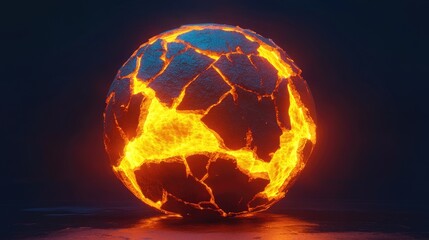 Poster - A glowing cracked globe with rising heat waves, representing global warming and environmental issues in a captivating 3D abstract design.
