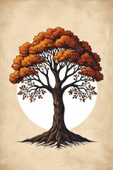 Wall Mural - there is a drawing of a tree with a lot of leaves