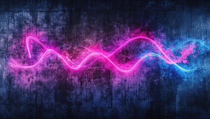 Poster - Neon lines on textured concrete wall