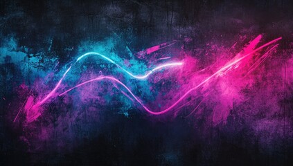 Poster - Neon light streaks on dark textured wall