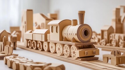 Aufkleber - A playful and environmentally conscious children's toy made from repurposed cardboard, designed to spark creativity while promoting recycling.