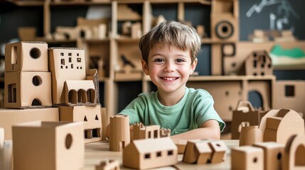 Aufkleber - A playful and environmentally conscious children's toy made from repurposed cardboard, designed to spark creativity while promoting recycling.