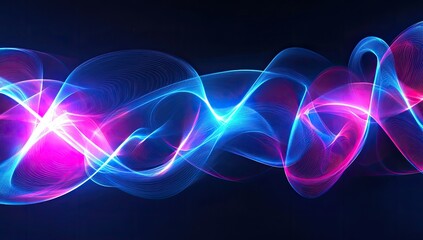 Wall Mural - Abstract glowing waves in dark space