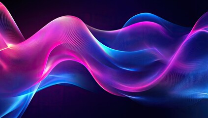 Poster - Abstract glowing waves, dark background, futuristic, digital art