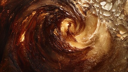 Aufkleber - A rich, glistening swirl of chocolate, smooth and creamy, capturing its perfection and beauty as it cascades with indulgent allure.