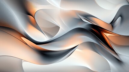 Poster - Abstract, smooth curves of shapes flowing across a soft gradient background, creating a calming and modern design.