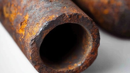 Aufkleber - An industrial close-up of a rusty metal pipe fitting, illustrating corrosion, wear, and the aging process of essential plumbing components.
