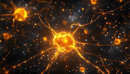 Poster - Neural network glowing in dark space