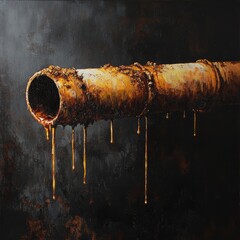 Poster - Rusted Pipe Dripping Oil