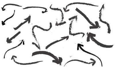 Fototapete - Hand drawn black arrow vector icons set. Sketch arrow design for business plan and education. Set of arrows black icons. Straight curve bend long short vector arrow icon set.