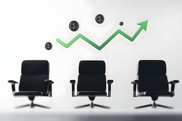 Poster - Office chairs, growth, money, success, white background