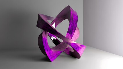Poster - Abstract Purple Sculpture: A 3D Render of Intertwined Forms