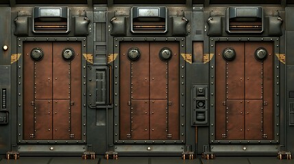 Poster - Futuristic Industrial Metal Doors: Sci-Fi Texture