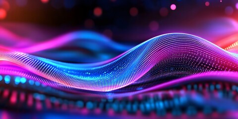 Poster - Dynamic abstract digital waves representing big data flow virtual environment graphic design aesthetic