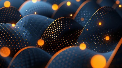 Wall Mural - Abstract background with glowing yellow dots on a dark blue backdrop