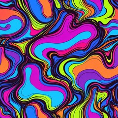 Sticker - Vibrant Psychedelic Swirls: A Kaleidoscope of Neon Colors