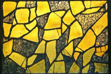 Wall Mural - Abstract stained glass artwork displays irregular yellow shapes