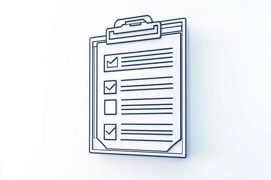 3D Glyph Line Icon of a document form for paperwork, applications, and submissions on a white background.