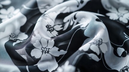 Leinwandbilder - Close up view of intricate floral patterned fabric with blank space for creative designs and text placement. Generative AI
