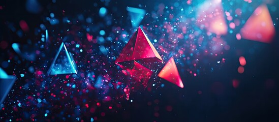 Poster - Abstract geometric shapes, digital art, glowing particles