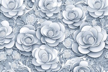 Wall Mural - elegant white flowers on soft blue background floral pattern design