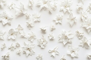 Wall Mural - White Floral Pattern on Light Background with Delicate Petals