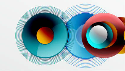 Aufkleber - Abstract composition of overlapping circles with smooth gradients and transparency effects. Clean and modern design emphasizing depth, symmetry, and a minimal aesthetic