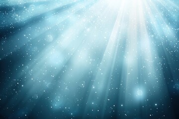 Wall Mural - serenity in blue with ethereal light rays and floating particles
