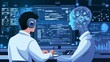 © Dot - Developer working on artificial intelligence code in a tech hub demonstrating innovation in machine learning and AI