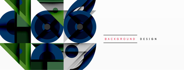 Aufkleber - Geometric abstract composition with intersecting shapes, circles, triangles, and gradients, blending vibrant colors and dynamic contrasts to create a modern, futuristic visual design